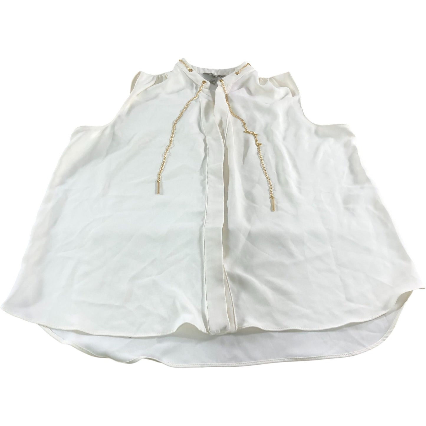 River Island Sleeveless Blouse UK16 Women's Cream With Gold Details