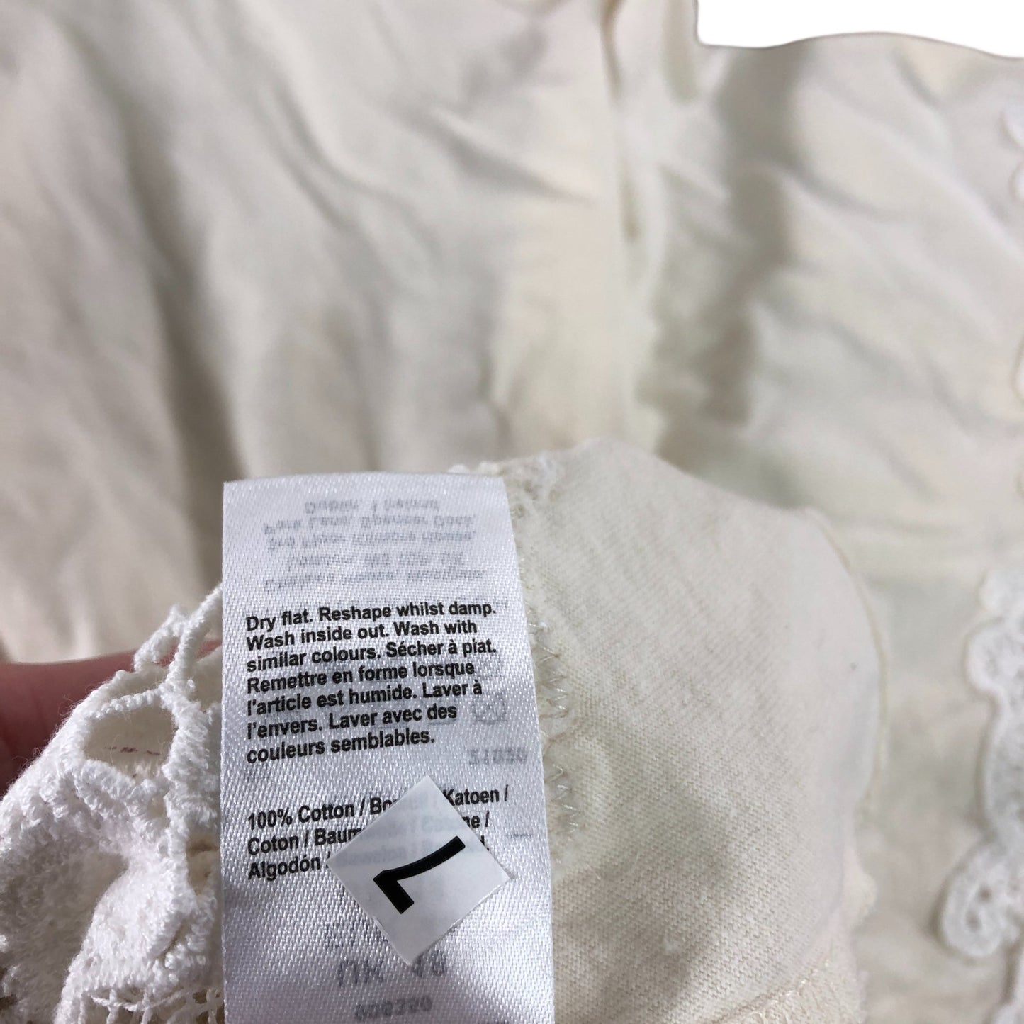 River Island Women's Relaxed Fit Top UK18 Lace Trim Detail Ivory Cream Color