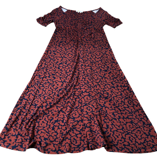 Maxi Dress Women's Casual Short Sleeve Patterned Red Floral UK10