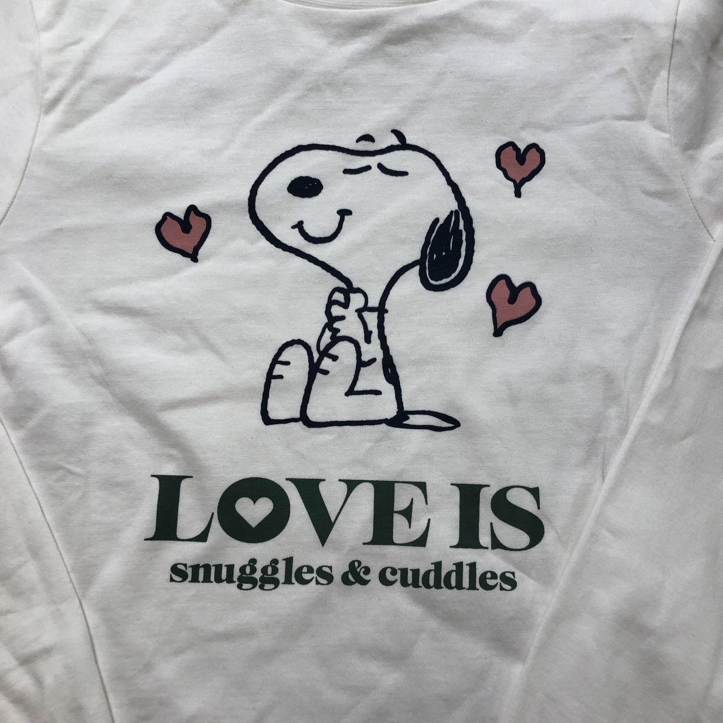 Cyrillus x Peanuts Snoopy Long Sleeve T-Shirt 8 Years Kids White Love Is Graphic