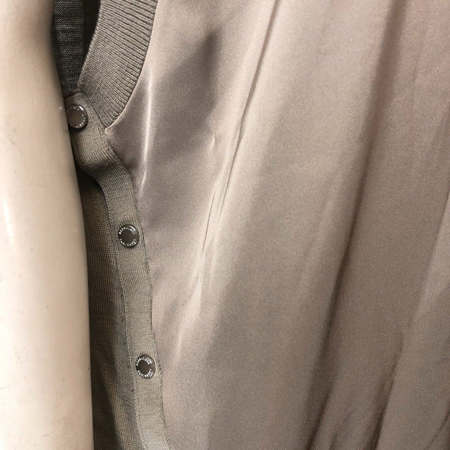 All Saints Women's Large Beige V Neck Button Detail Top Casual Loose Fit