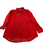 River Island Women's Red Cotton Blouse Size UK S Light Weight Hole Detail