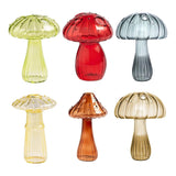 Mushroom Shaped Glass Bud Décor Vase Clear Modern Aesthetic Planters 6 Pieces