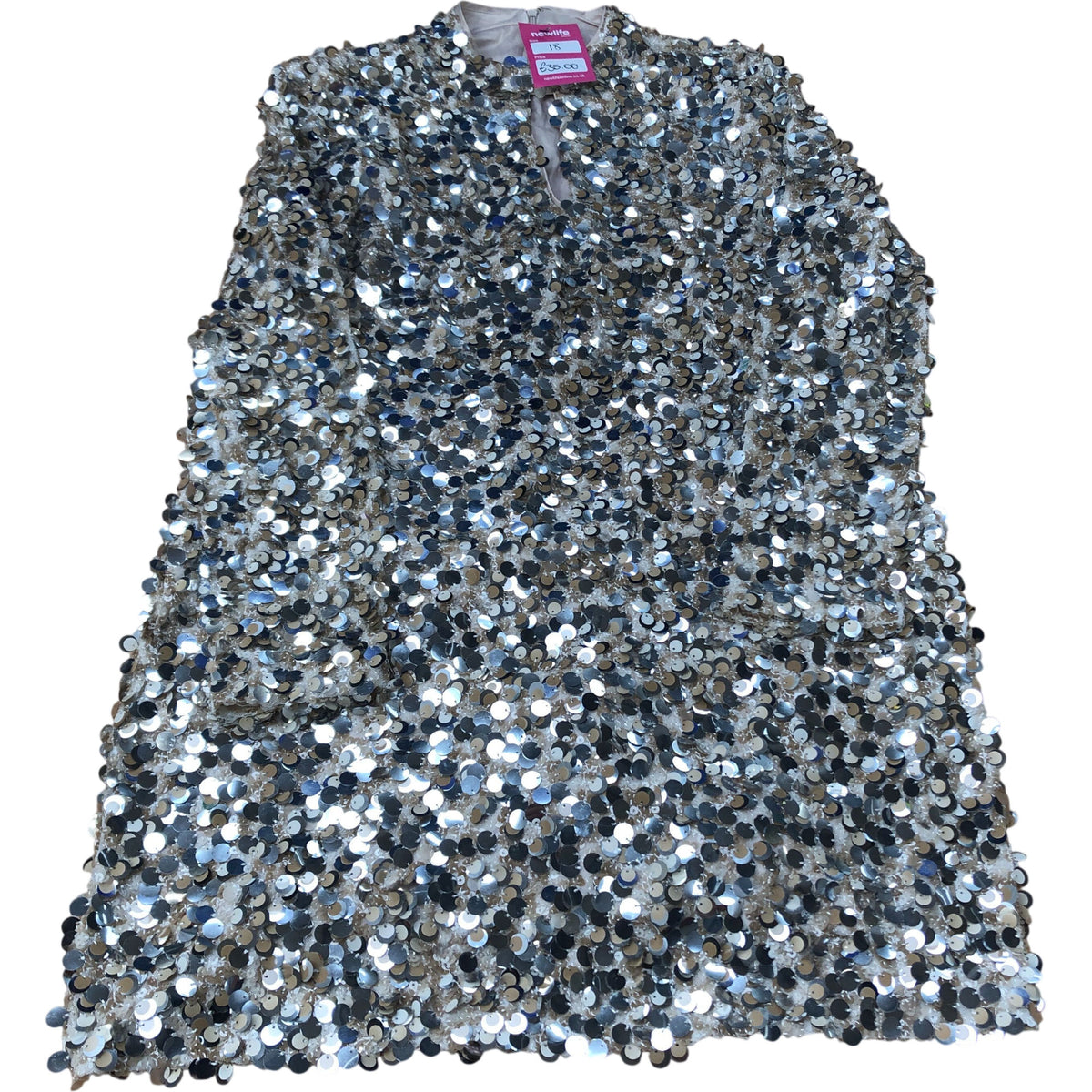 Sequin Dress UK18 Women's Sparkling Party Dress Silver Multi
