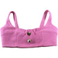 River Island Pink Crop Top Women's Textured Buttons Sleeveless - Large