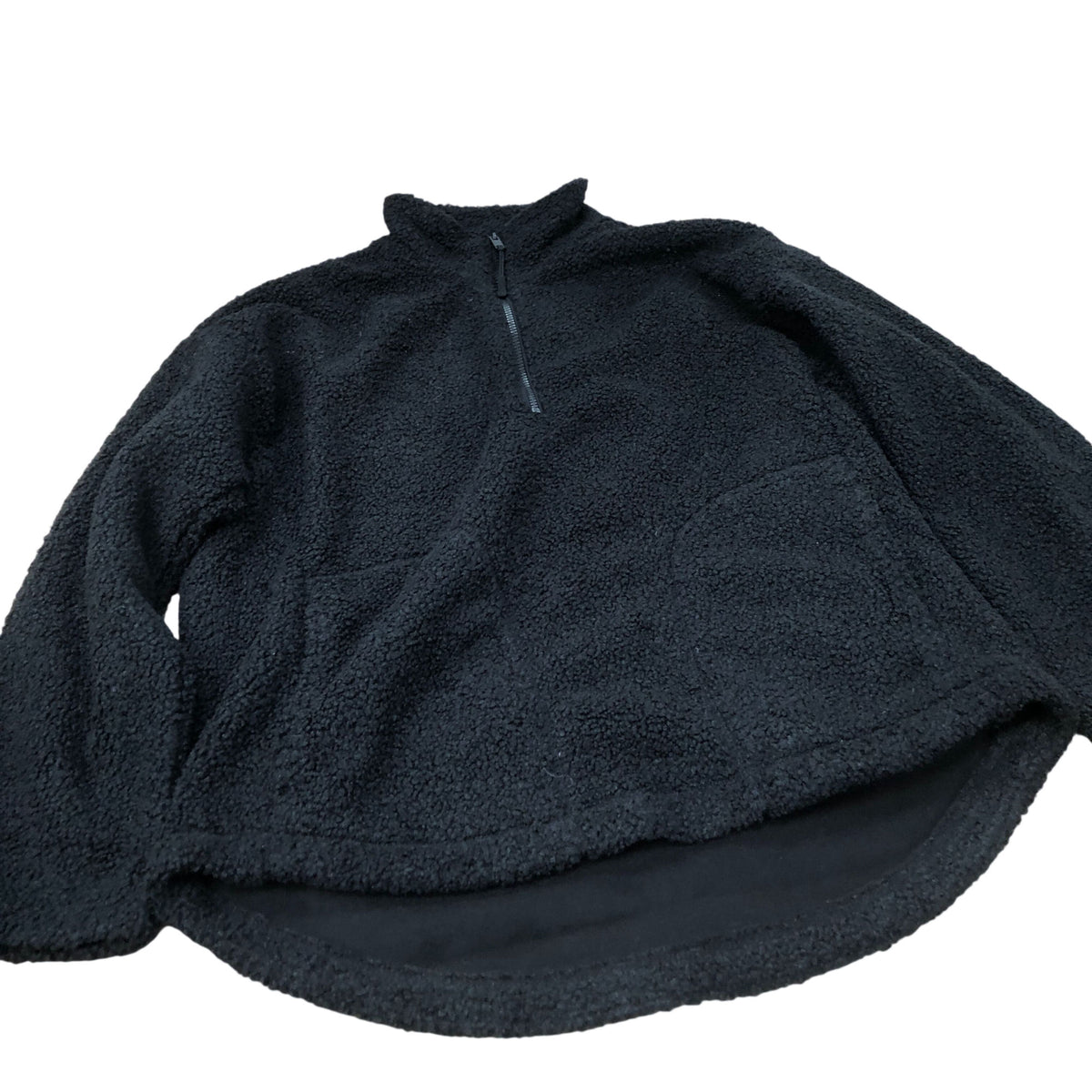 Quarter Zip Fleece Jacket Medium Unisex Soft Black Warm Cozy
