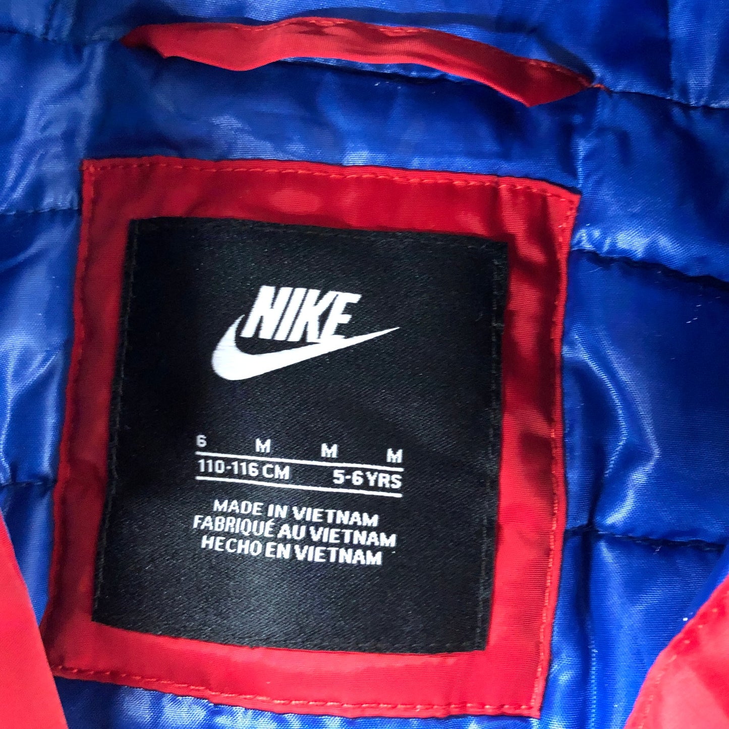 NIKE Kids Red Blue Jacket M 5-6 Years Lightweight Packable Hooded