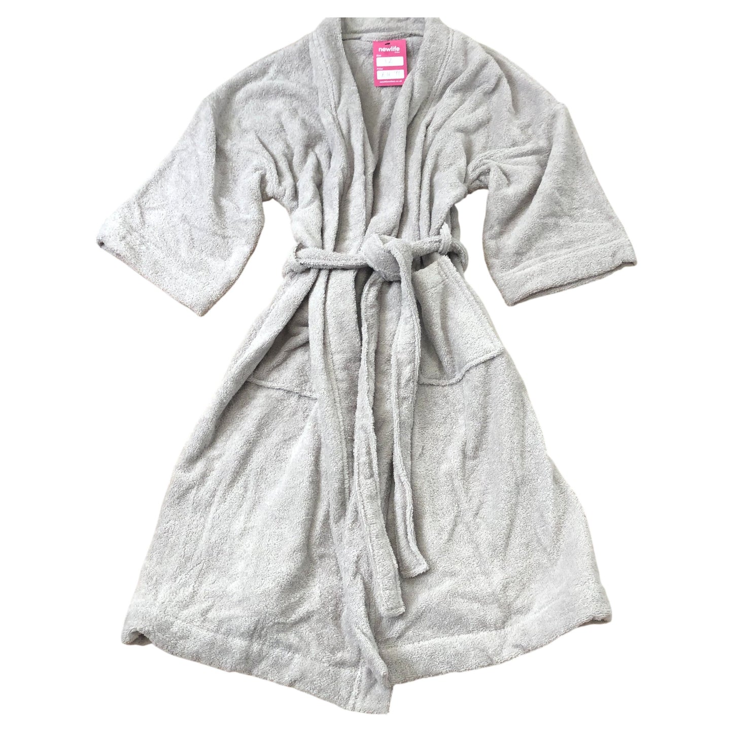 The White Company Short Grey Bathrobe Size 12 Soft Cotton Comfortable Wrap Style