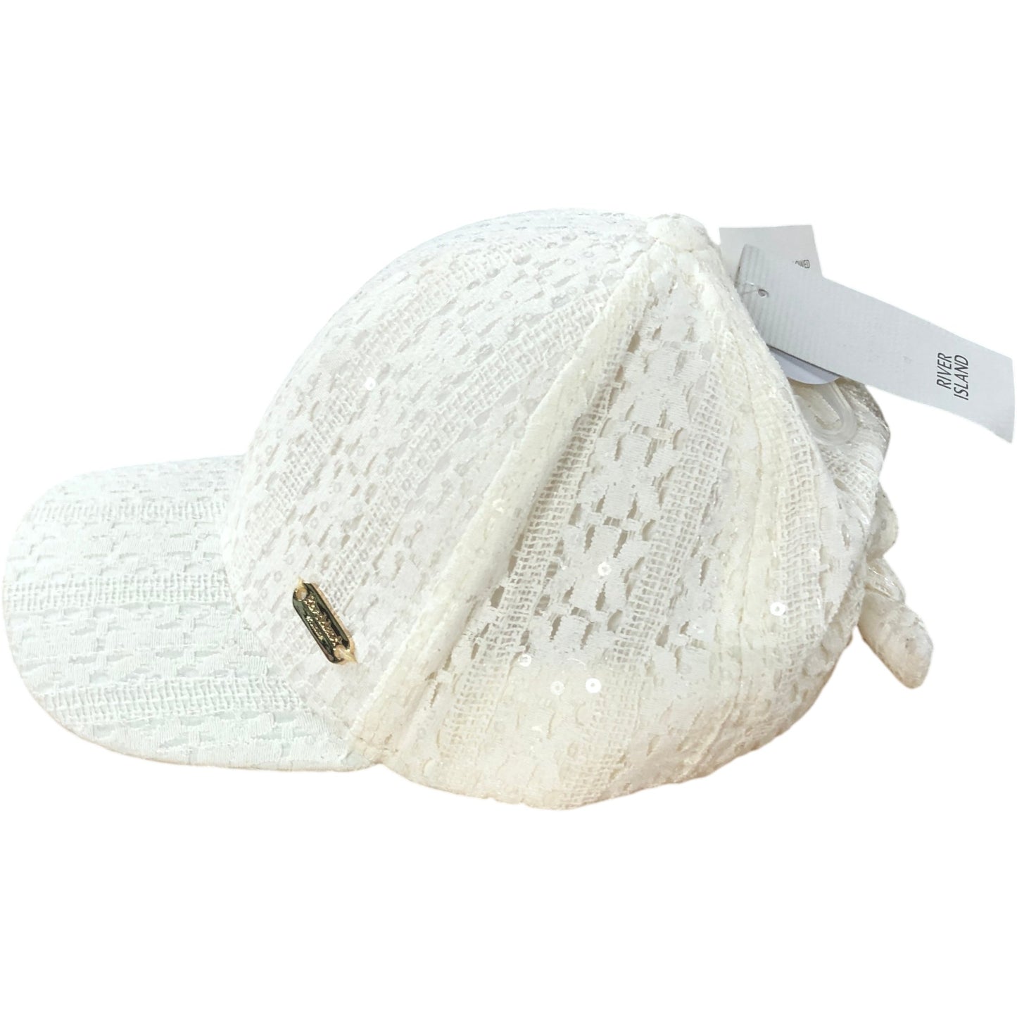 River Island White Sequin Lace Baseball Cap Kids Size 1-5 Years Girl's Accessory