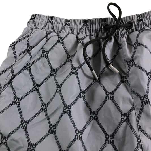 Hugo Boss Swim Shorts Size S Men's Grey Polyester Chain Pattern Quick Dry