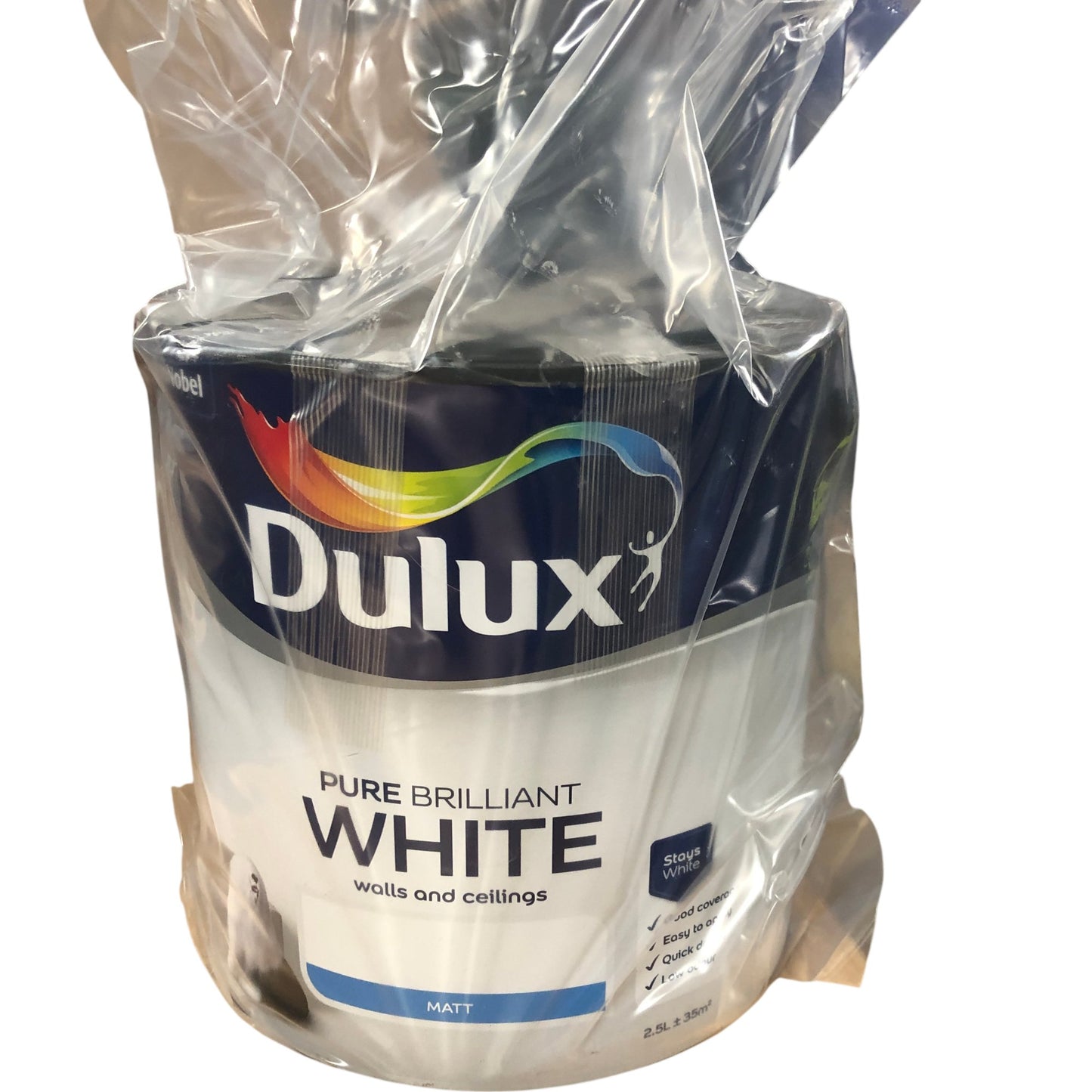 Dulux Pure Brilliant White Matt Emulsion Paint 2.5L Walls Ceilings Easy Apply