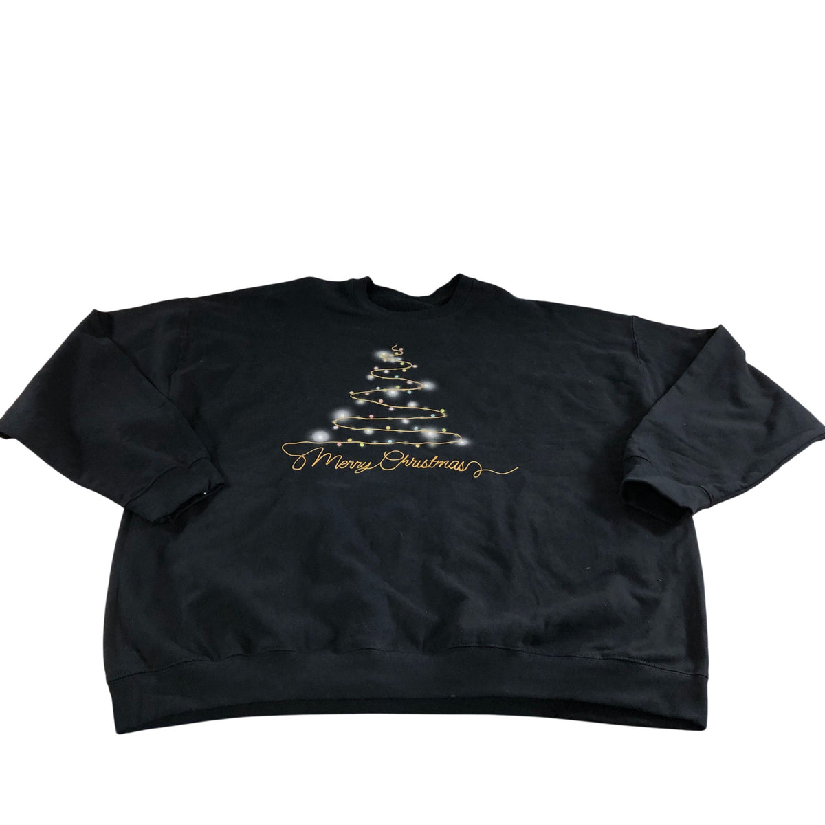 Merry Christmas Sweatshirt 3XL Unisex Black Christmas Tree Design