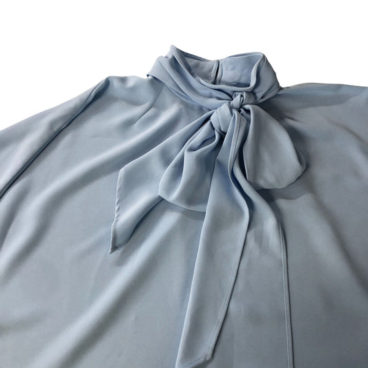 River Island UK12 Women's Light Blue Blouse Bow Tie