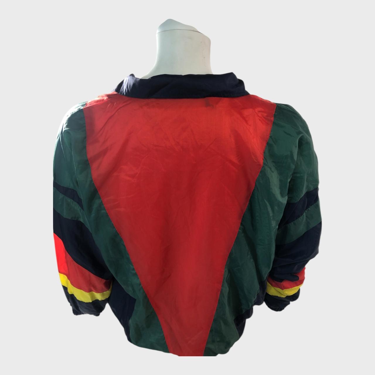 Green and Red Colour Block Wind Breaker Jacket