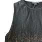 River Island Women's Sleeveless Top UK XS Gold Shimmer Pleated Style Black