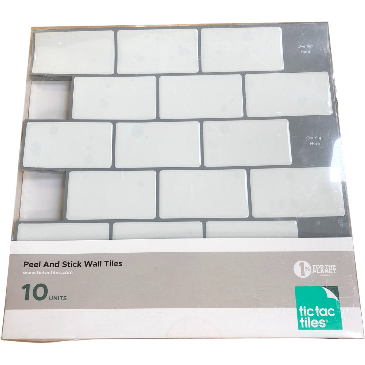 Tic Tac Tiles Peel And Stick Wall Tiles 30cm x 30cm Set Of 10 Units Mono White