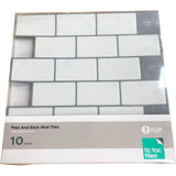 Tic Tac Tiles Peel And Stick Wall Tiles 30cm x 30cm Set Of 10 Units Mono White