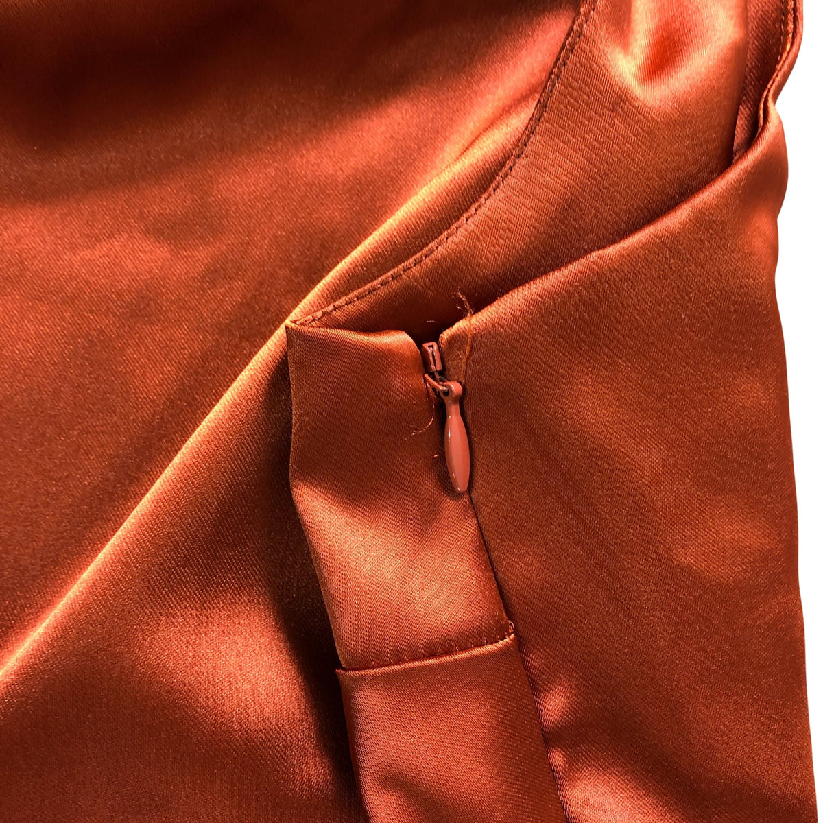 Rewritten Porto Dress L Women's Burnt Orange Satin One Shoulder Evening Gown