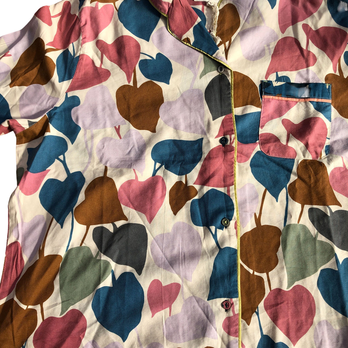 Colourful Leaf Print Shirt Size XL Women's Casual Long Sleeve Top