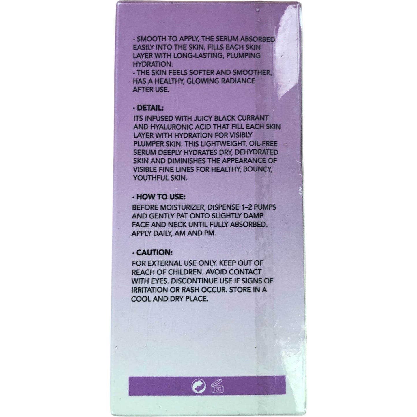 RoyueS Black Currant Plump Hyaluronic Serum 75ml Hydrate Face Glow Care