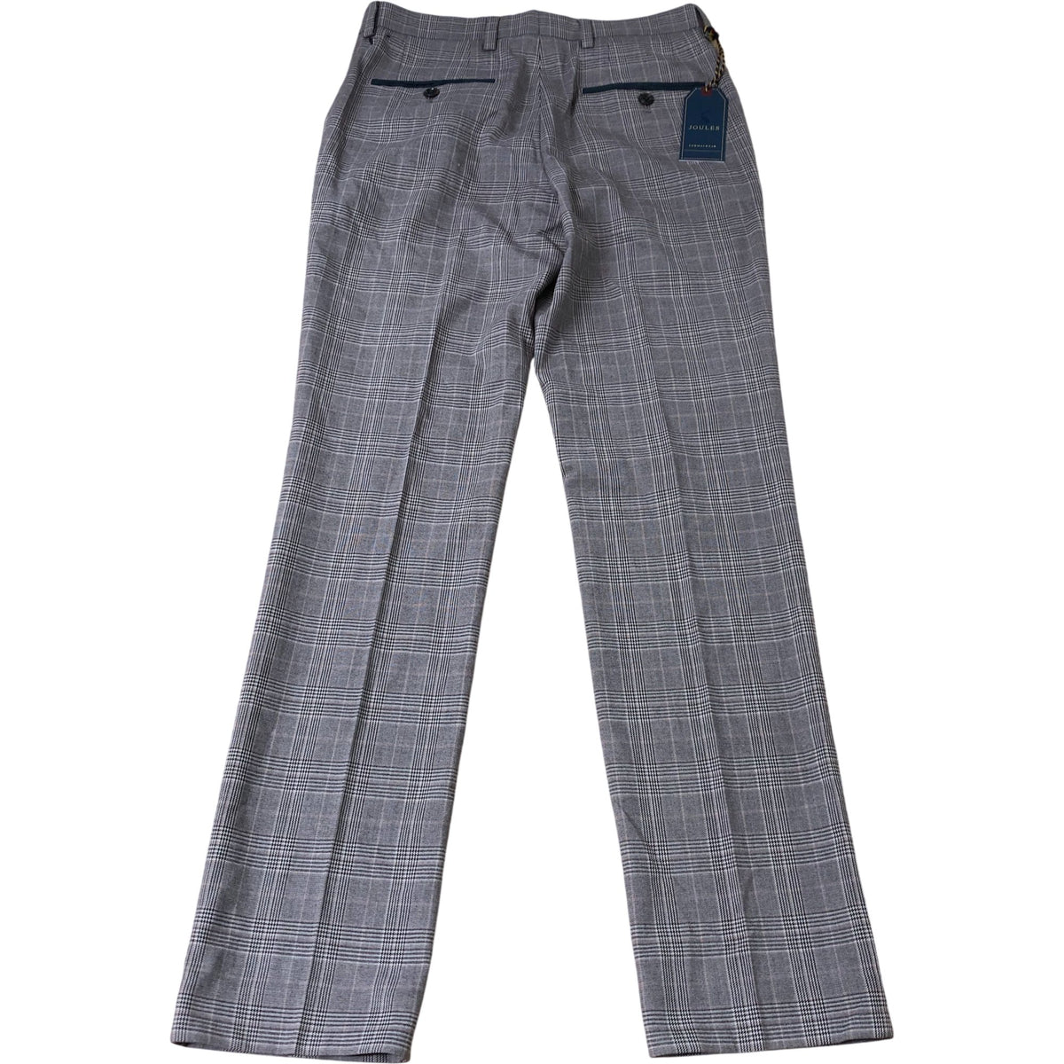 Joules Slim Fit Trousers Men's Check Pattern Formalwear Light Brown