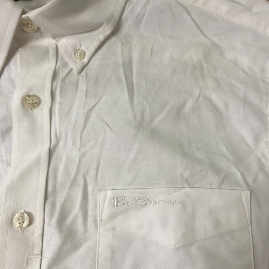 Ben Sherman Short Sleeve Shirt M Men's White 100% Cotton Pocket Detail