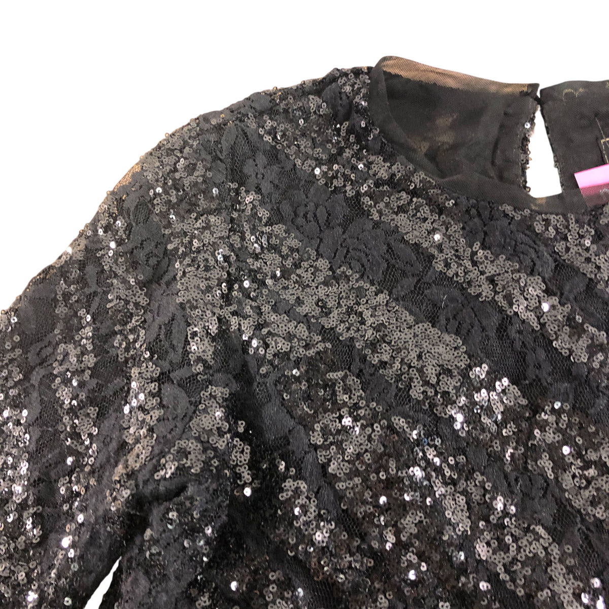 Lipsy London Black Sequin Top UK16 Women's Long Sleeve Party Wear