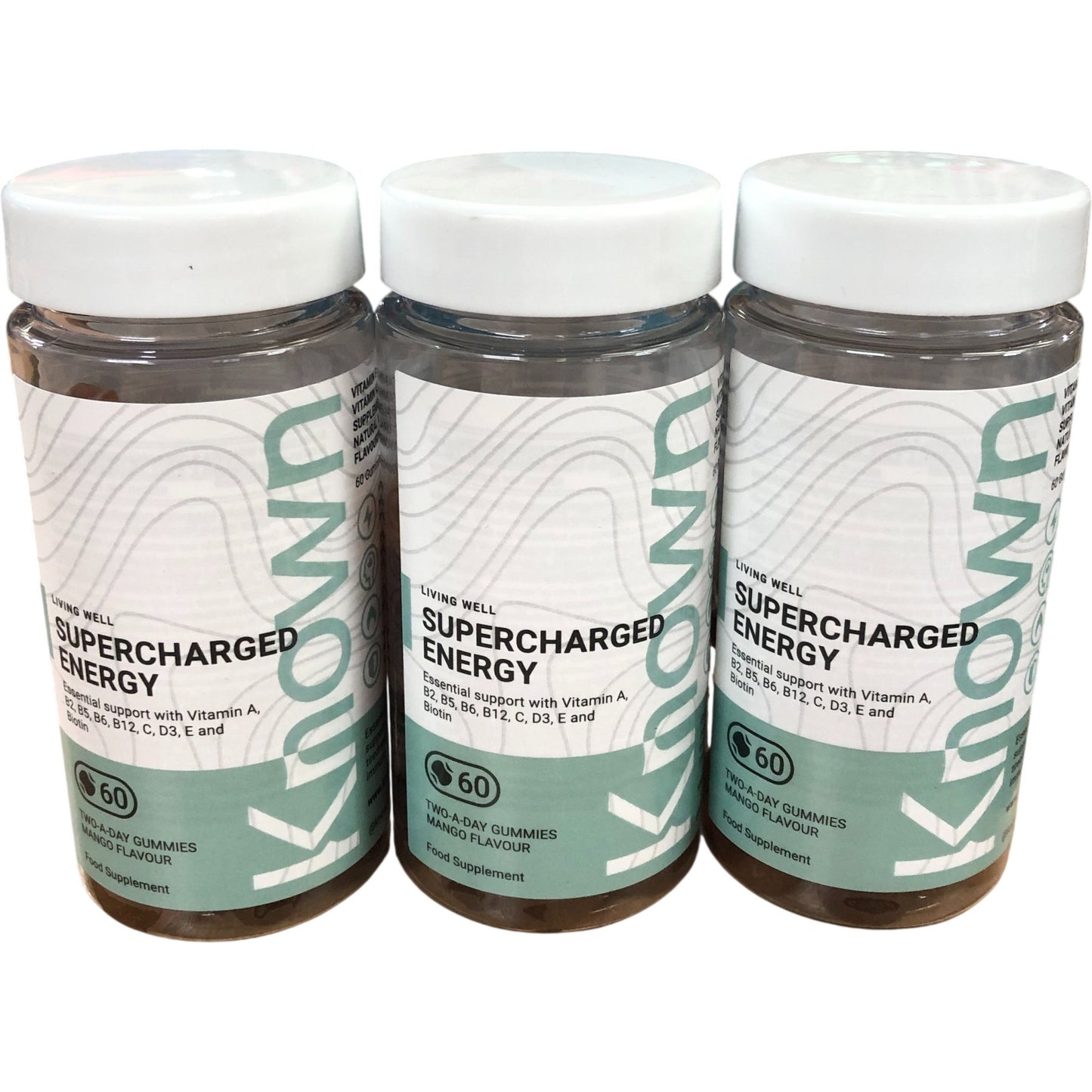 Known Supercharged Energy Gummies 60 Vitamin A&B Complex 3 Pack BBE 26/05/26