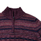 Weird Fish Zip Neck Garnet Striped Knit Wool Blend Sweater Size M