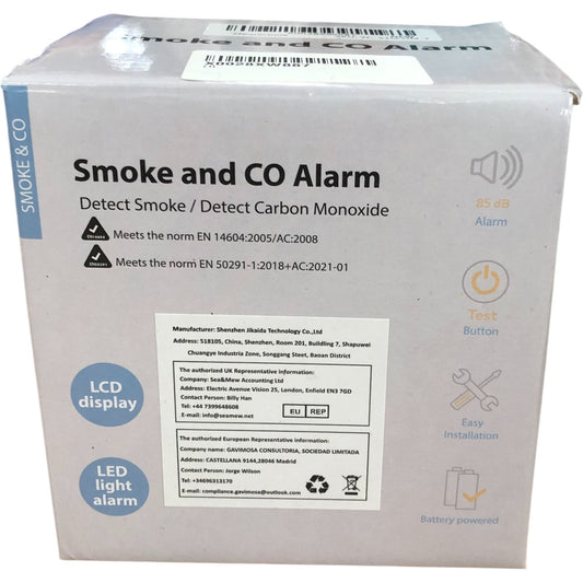 Smoke And CO Alarm Battery Powered LCD Display Easy Installation 85dB Alarm