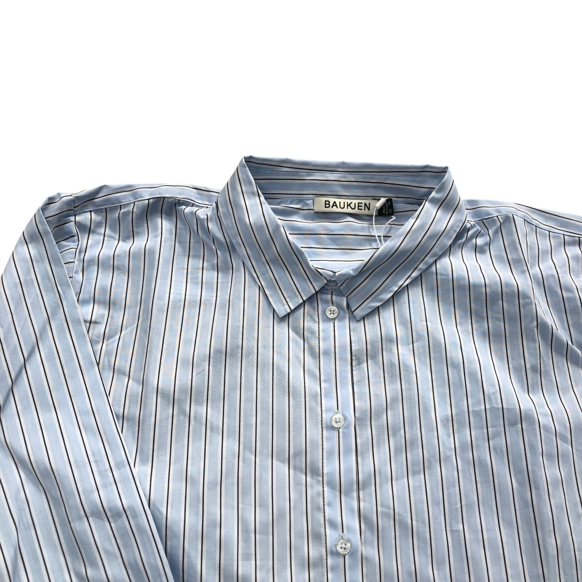 Baukjen Rishma Organic Shirt Blue Black & White Stripe Size 18