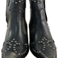Women's Black Ankle Boots UK4Studded Detail Zip Up Western Style