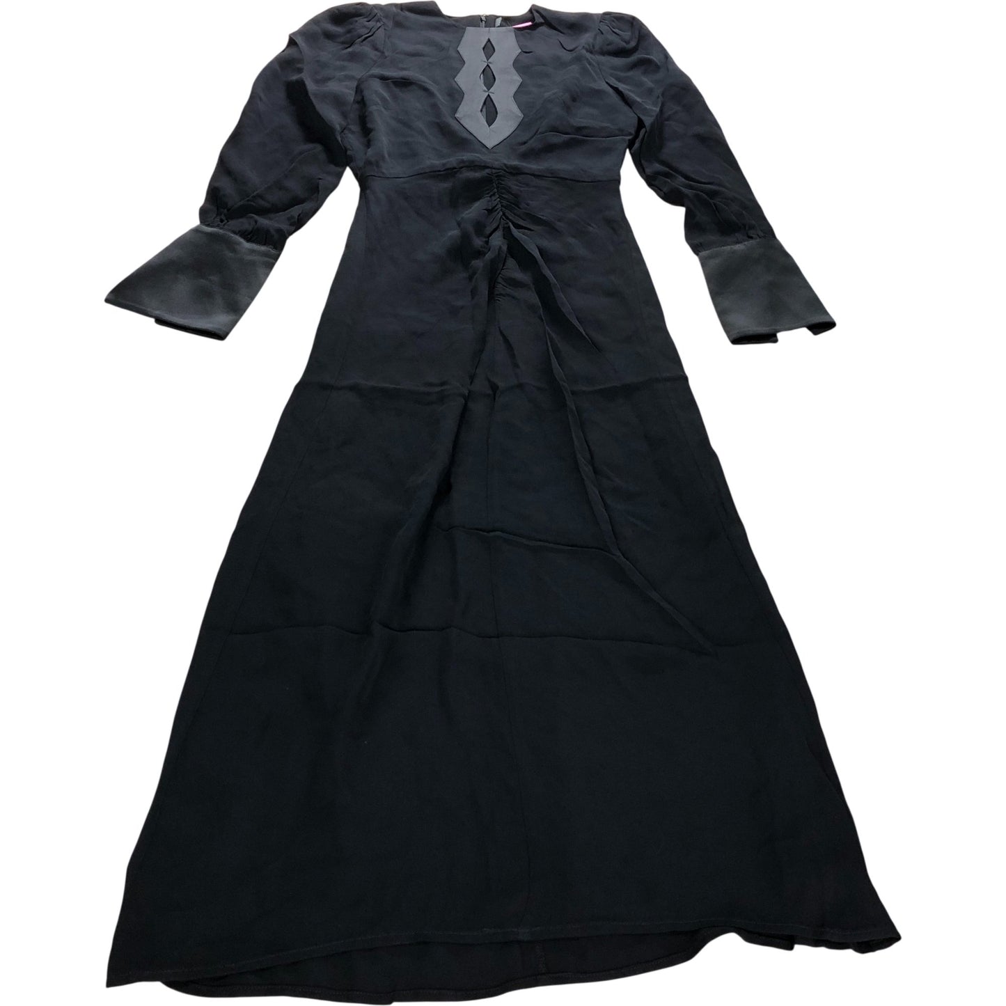 Branded Black Key Hole Ruched Midi Dress - Size 12