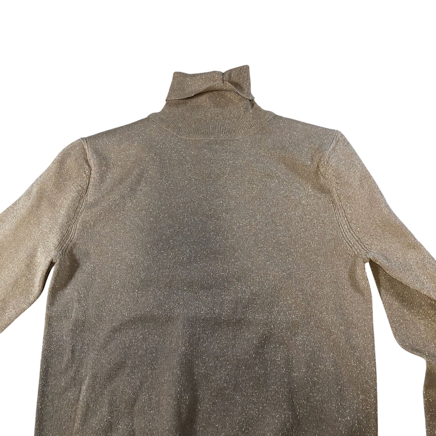 River Island Petite Turtleneck Sweater UK6 Women's Metallic Knit Jumper Beige