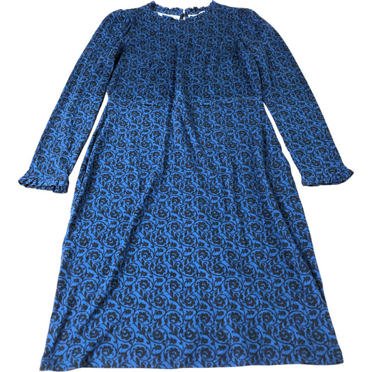 Floral Print Dress Women's Long Sleeve Blue Patterned UK12