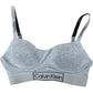 CALVIN KLEIN Sports Bra Small Grey Women's Comfortable Cotton Blend Design