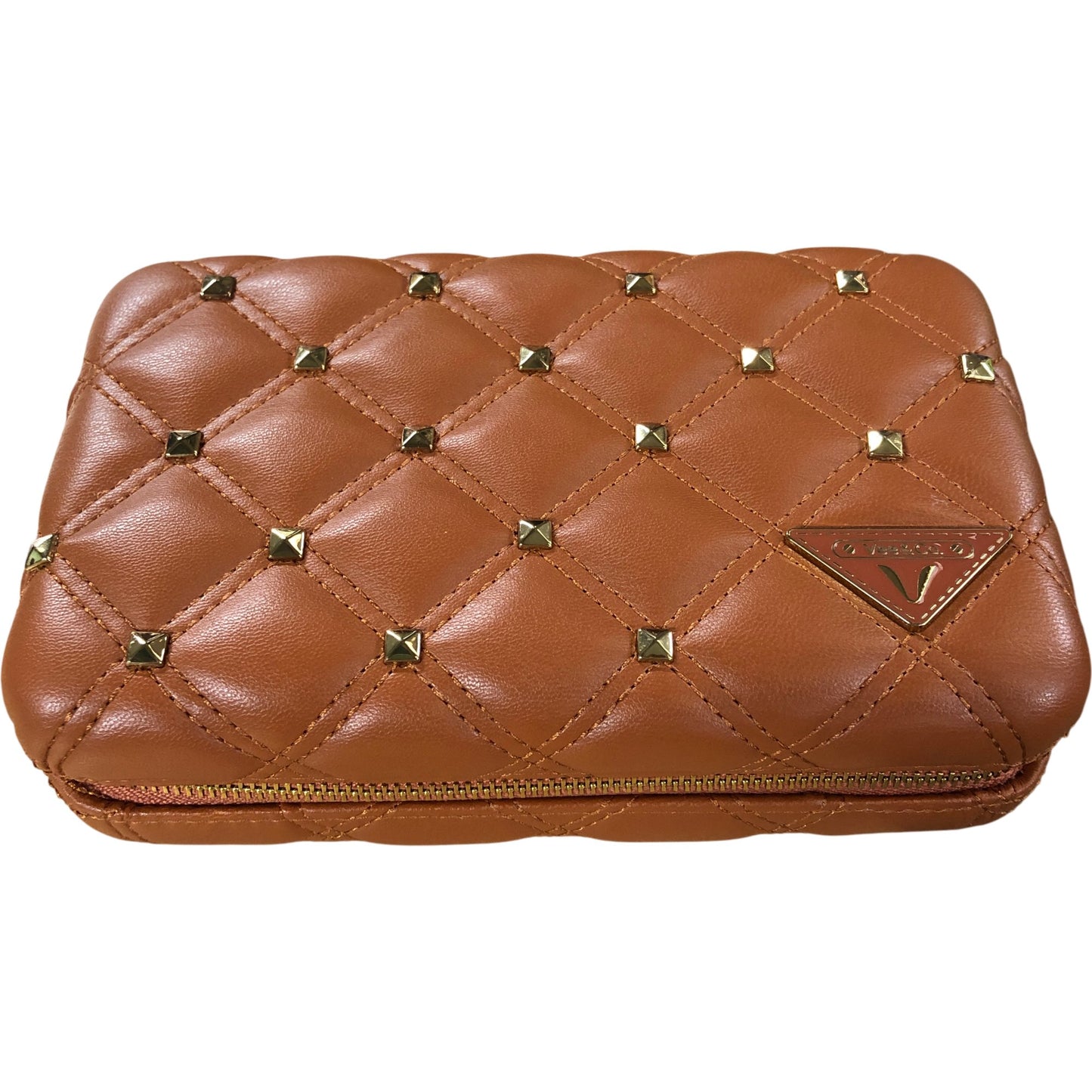 VEE&CO Travel Jewellery Box Organiser Gift For Women Girls Brown Quilted