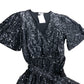Love & Roses Black Sequin Jumpsuit UK16 Women's V Neck Wide Leg Party Wear