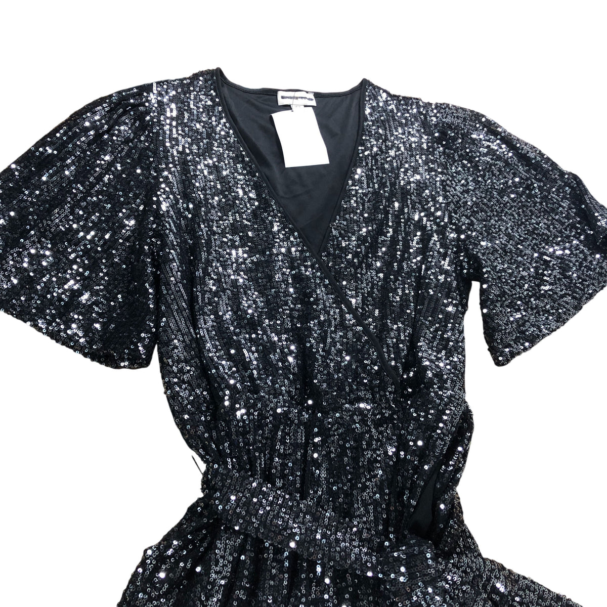 Love & Roses Black Sequin Jumpsuit UK16 Women's V Neck Wide Leg Party Wear