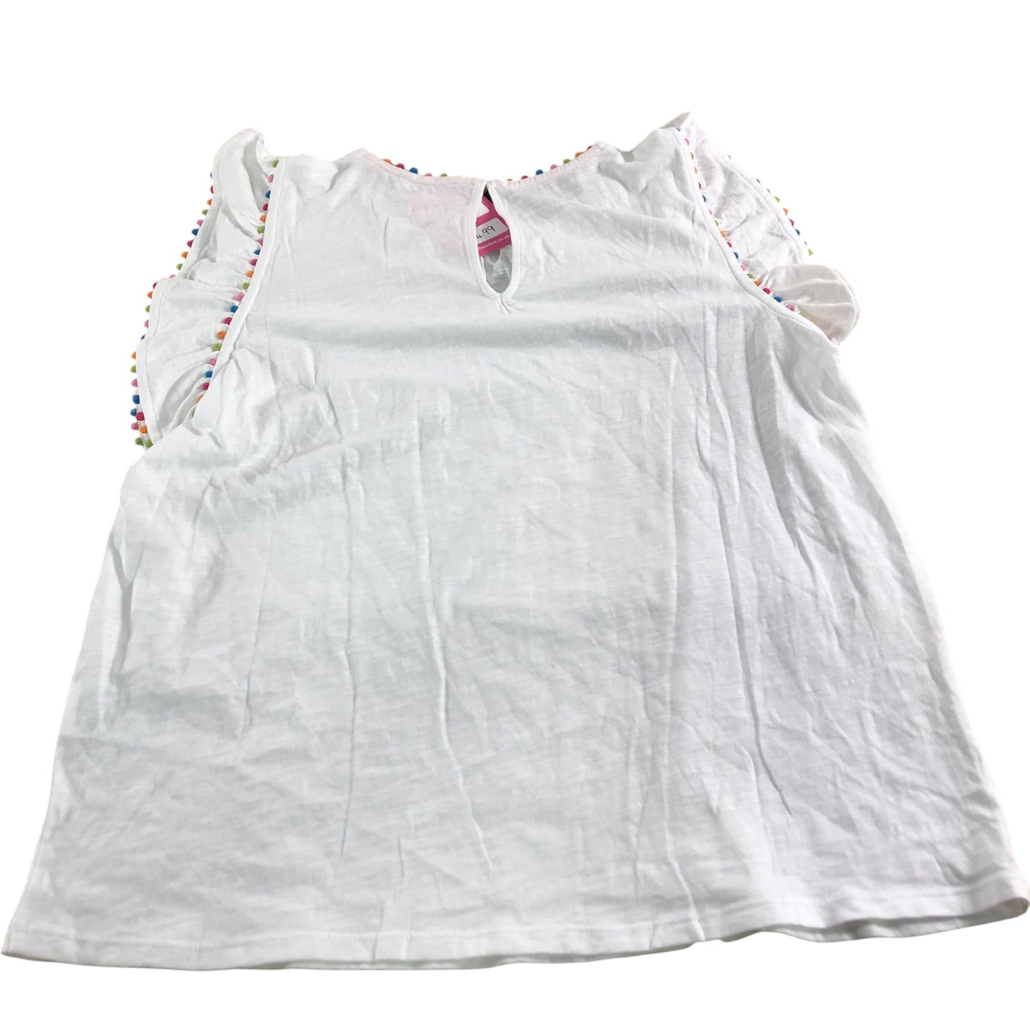 Boden Women's White Top Cotton Ruffle Sleeve Floral Trim Casual Shirt UK12
