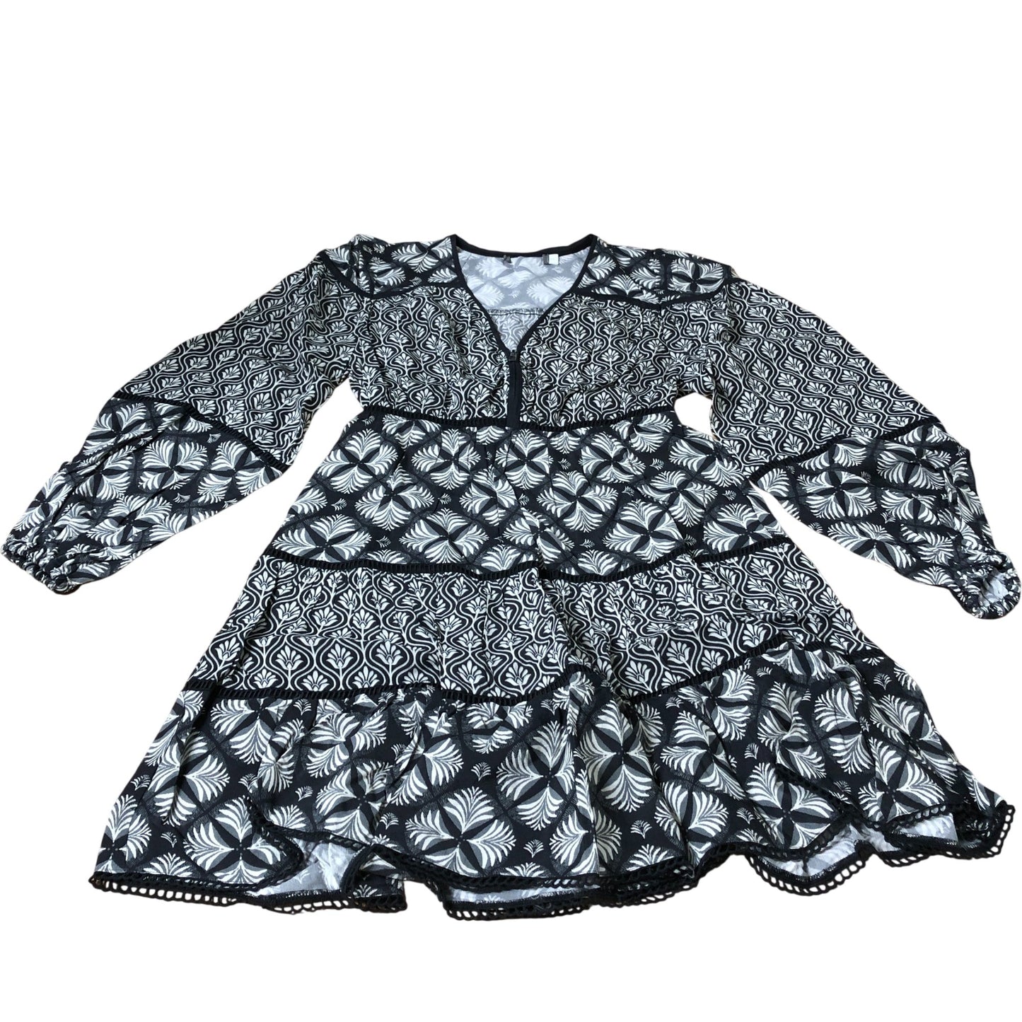 Branded Black Tiered Mini Dress - Size 6