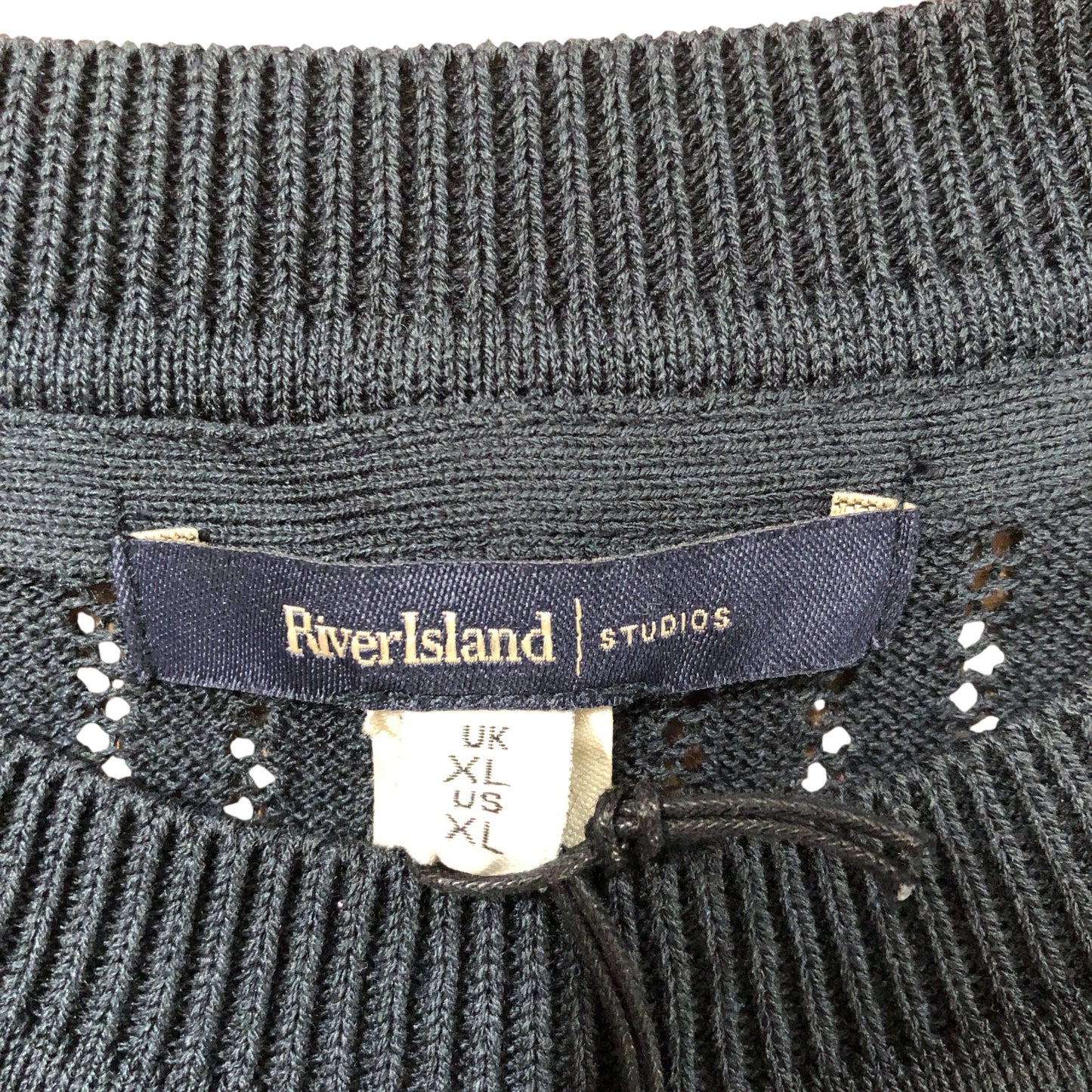 River Island Studios XL Navy Sleeveless Knit Jumper Top