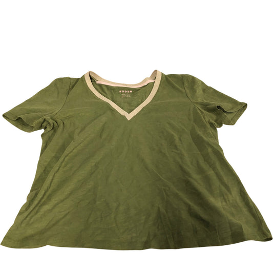 Boden Women's V Neck T Shirt Green Casual Cotton Blend UK10