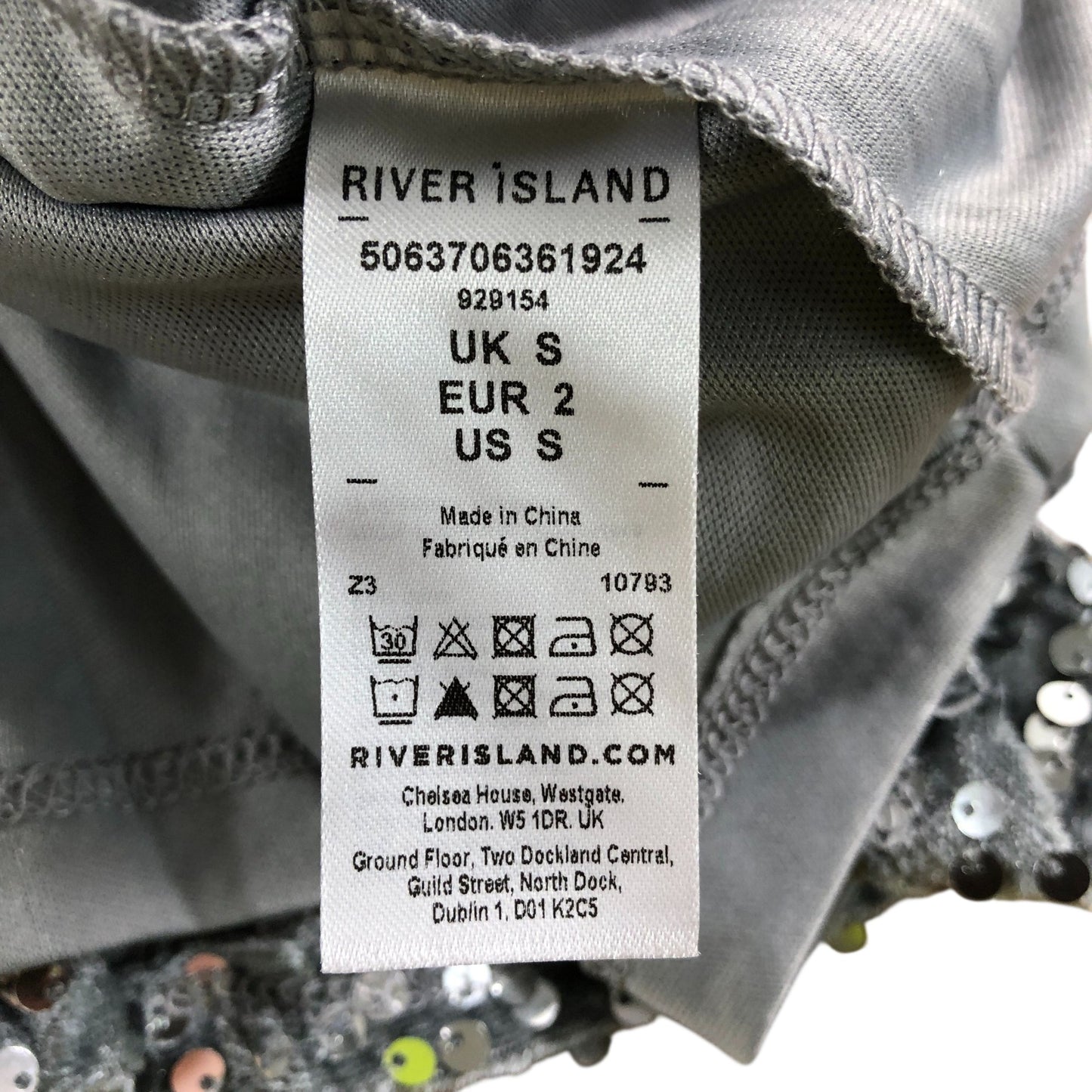 River Island Silver Sequin Sleeveless Bow Top UK 8 Women's Party Wear