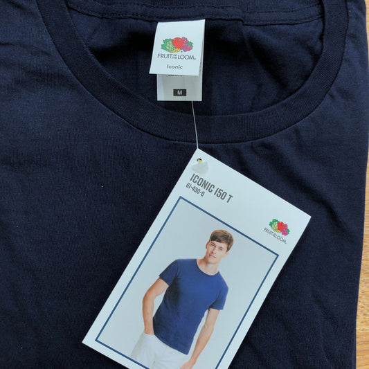 Fruit Of The Loom Iconic 15700 T Shirt M Men's Navy Short Sleeve Cotton Tee