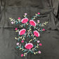 Satin Look Side Split Long Shirt Khaki Long Sleeve Embroidered Flora XS