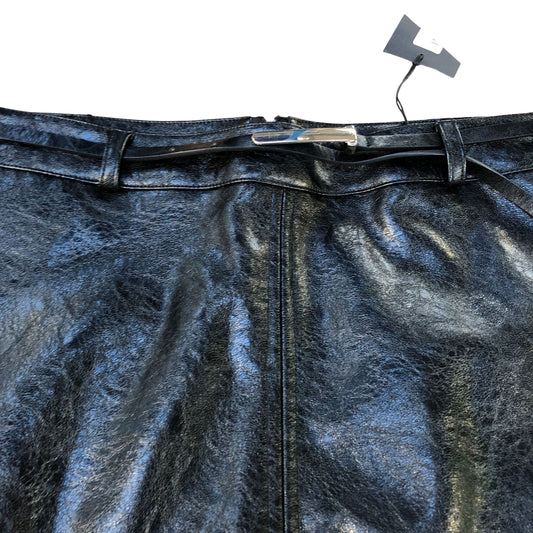 River Island Black Long Skirt UK Size 12 Women's High Waist Aline Faux Leather