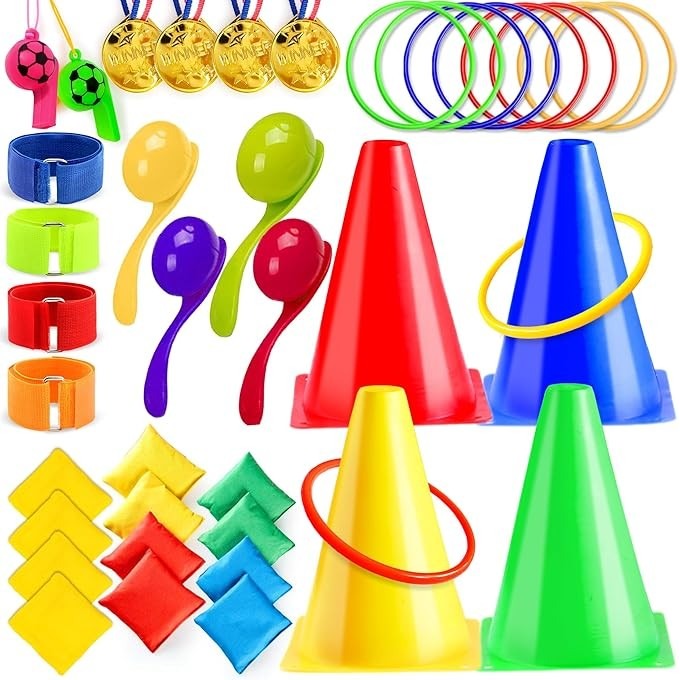 Garden Outdoor Games Play Ring & Bean Bag Toss Egg & Spoon Race