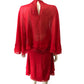 River Island Women's Red Chiffon Dress UK18 Flowy Wrap Style V Neck