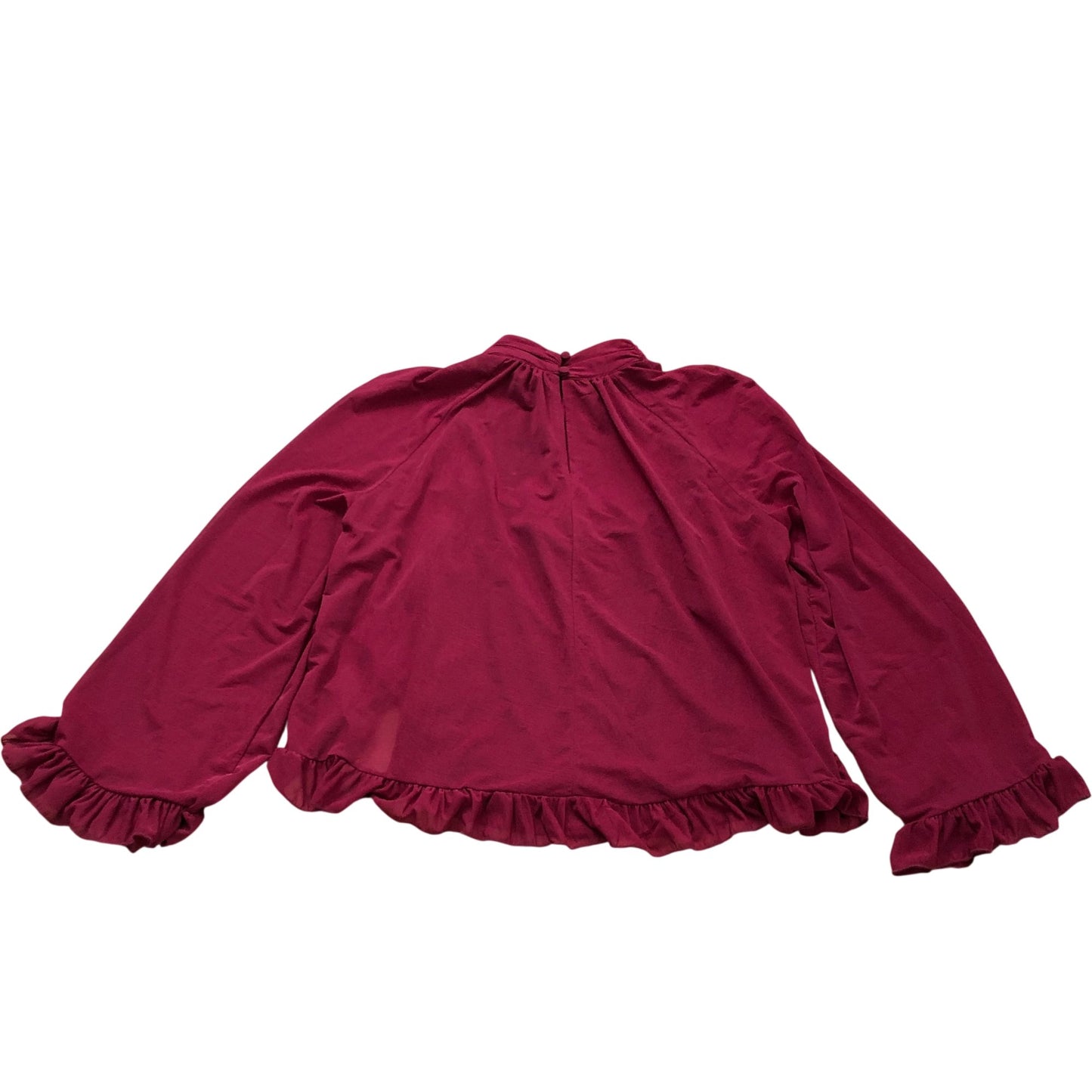 River Island Ruffled Sleeve Top Size 14 Women's Red Cotton Casual Blouse